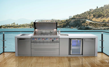 Mont Alpi Deluxe Island with Beverage Centre, 6-Burner Grill, 2 Infrar