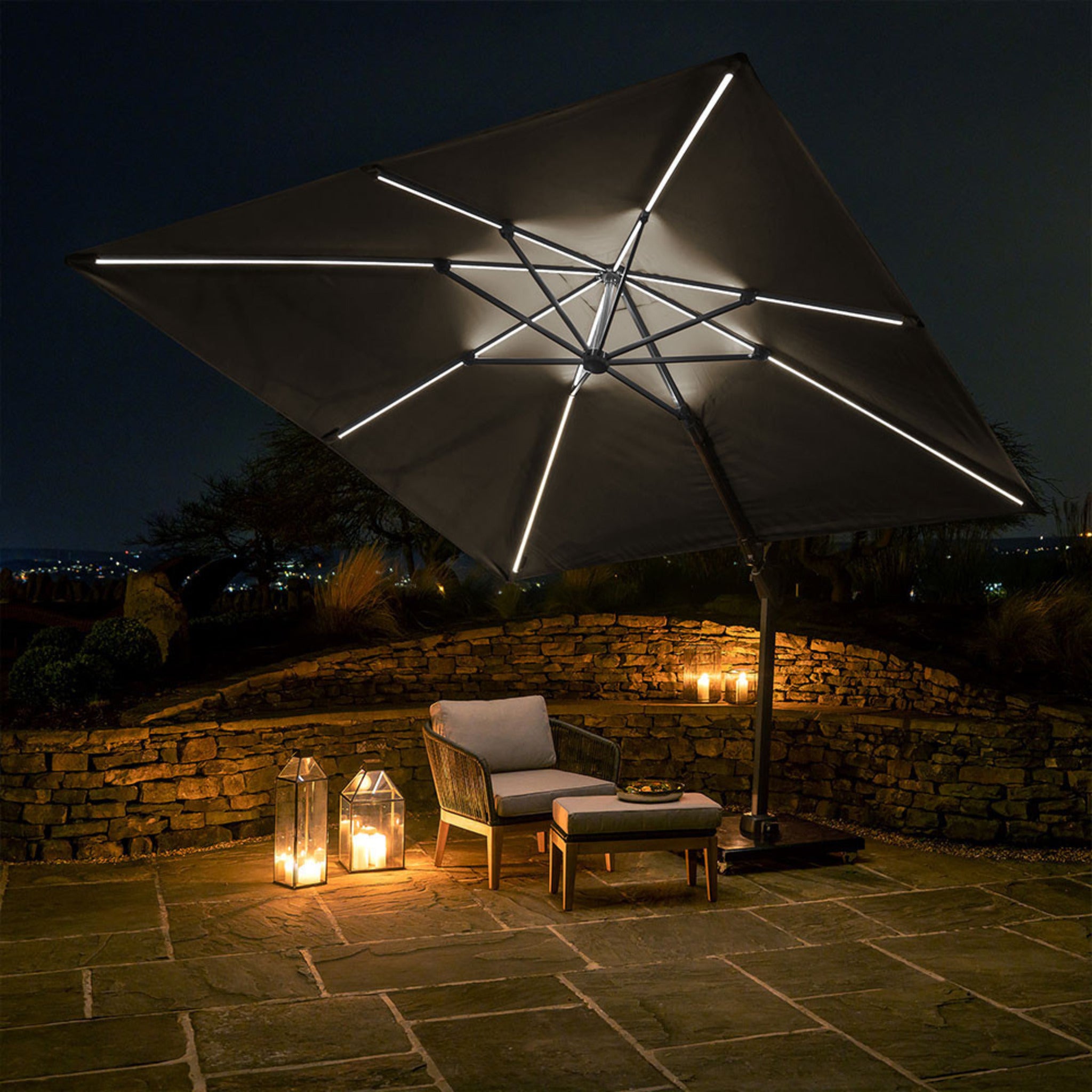 Glow Challenger T2 3m Square Anthracite Parasol