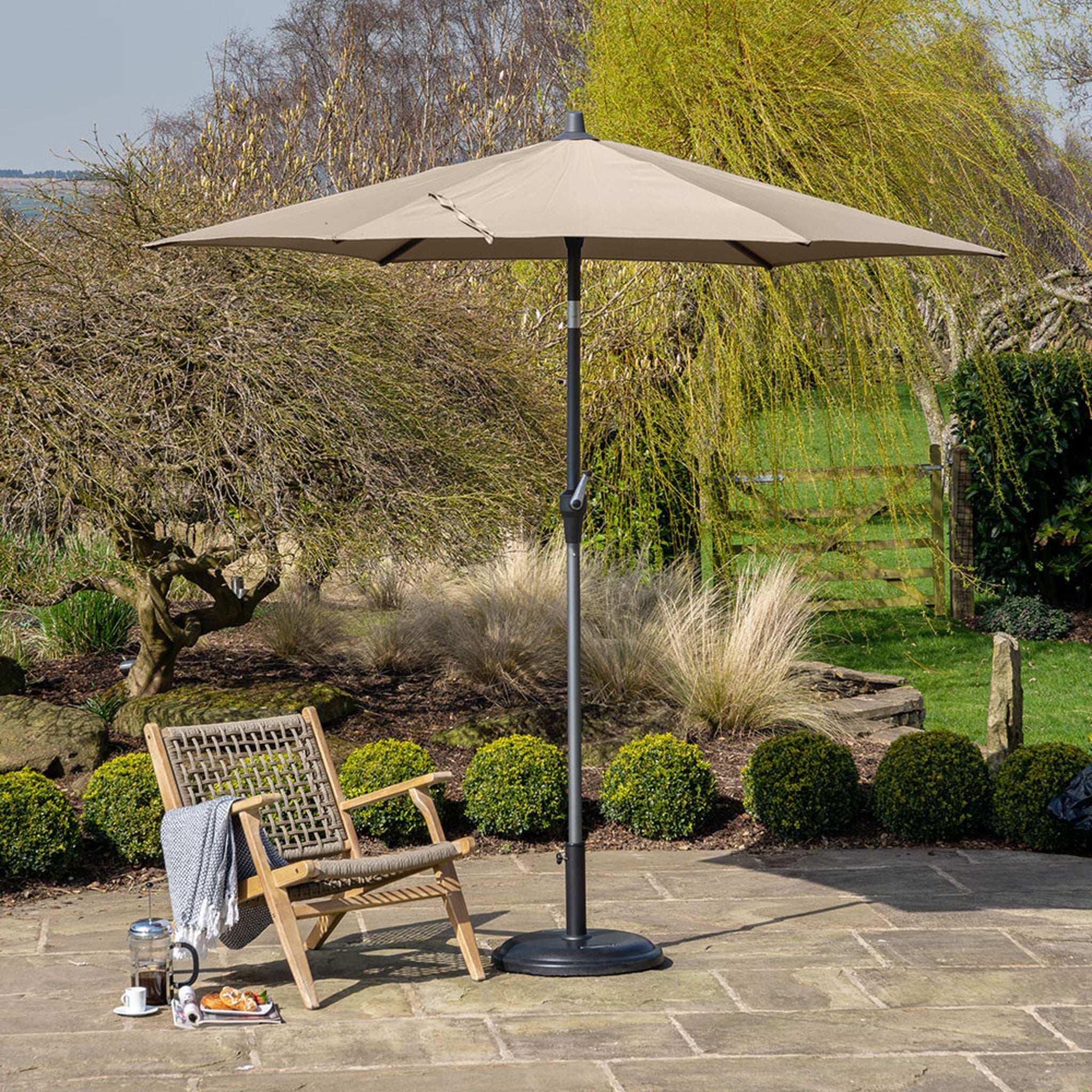 5m Round Taupe Parasol