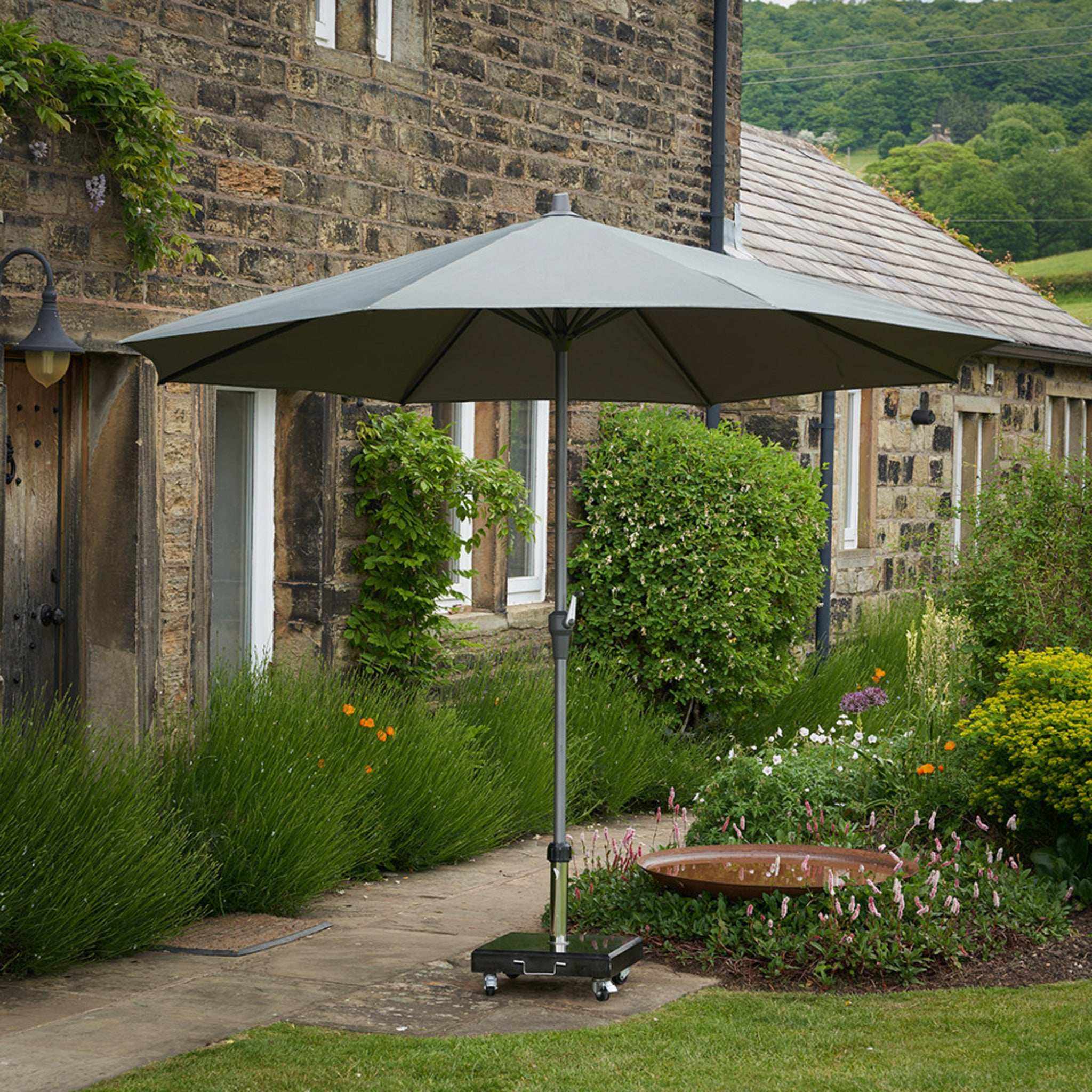 5m Round Luna Grey Parasol