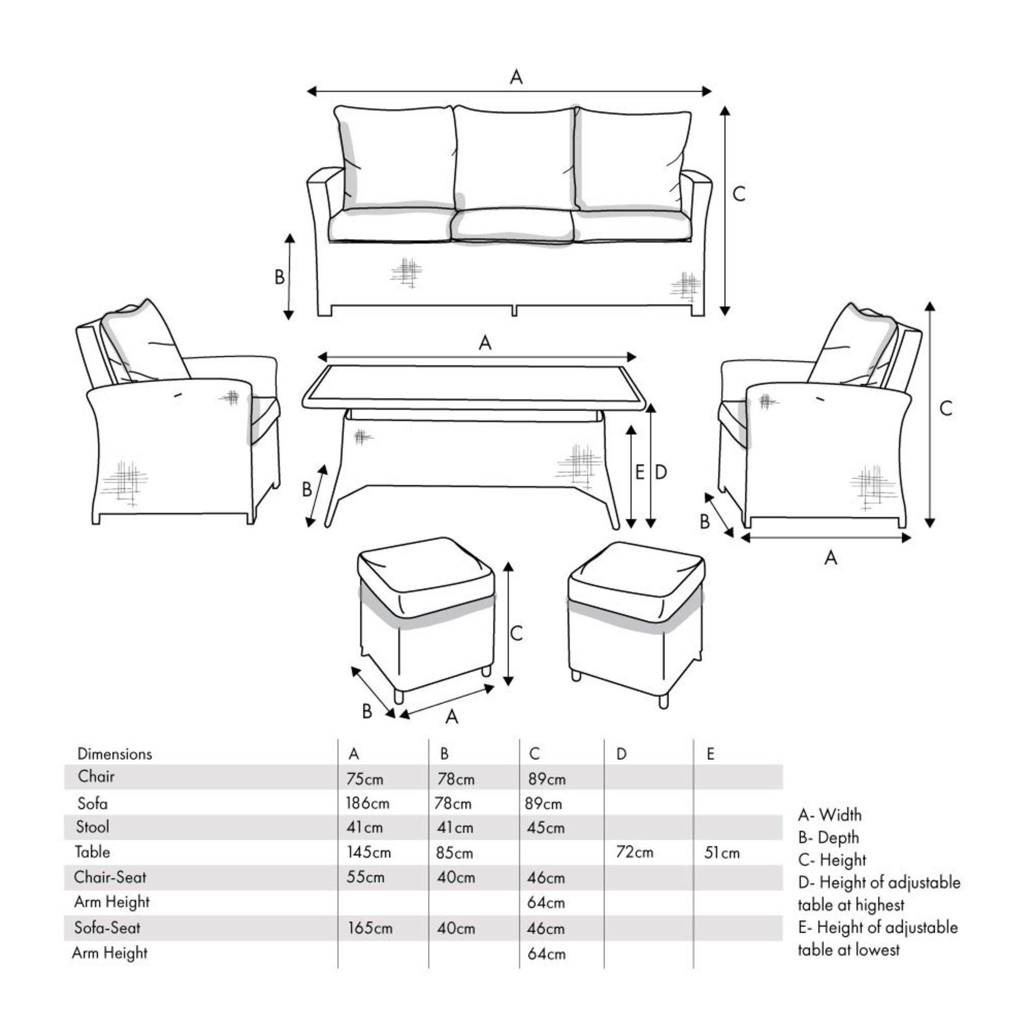 Slate Grey Barbados 3 Seater Lounge Set