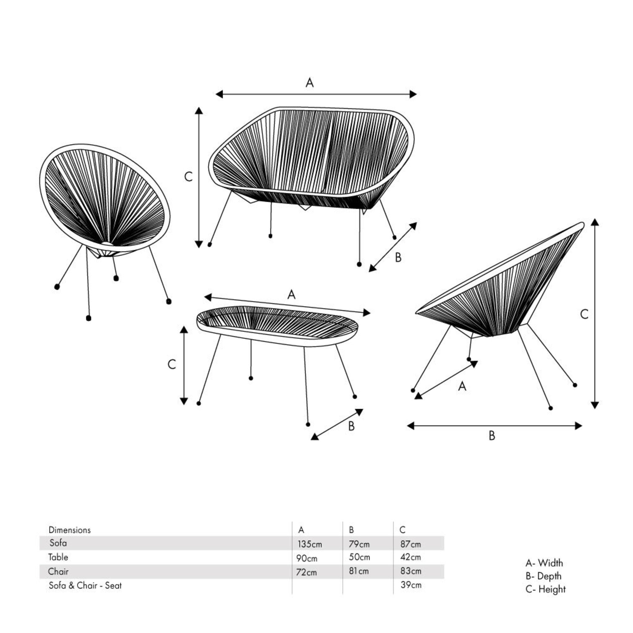 Grey PU Rio 4 Piece Seating Set