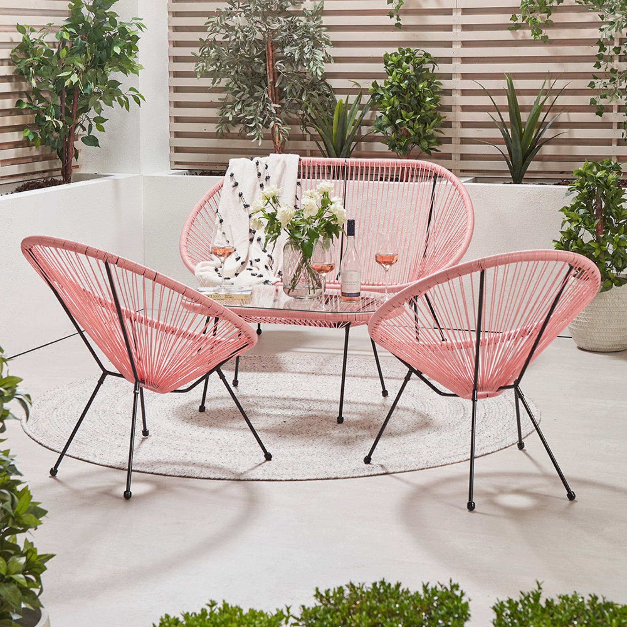 Pink PU Rio 4 Piece Seating Set