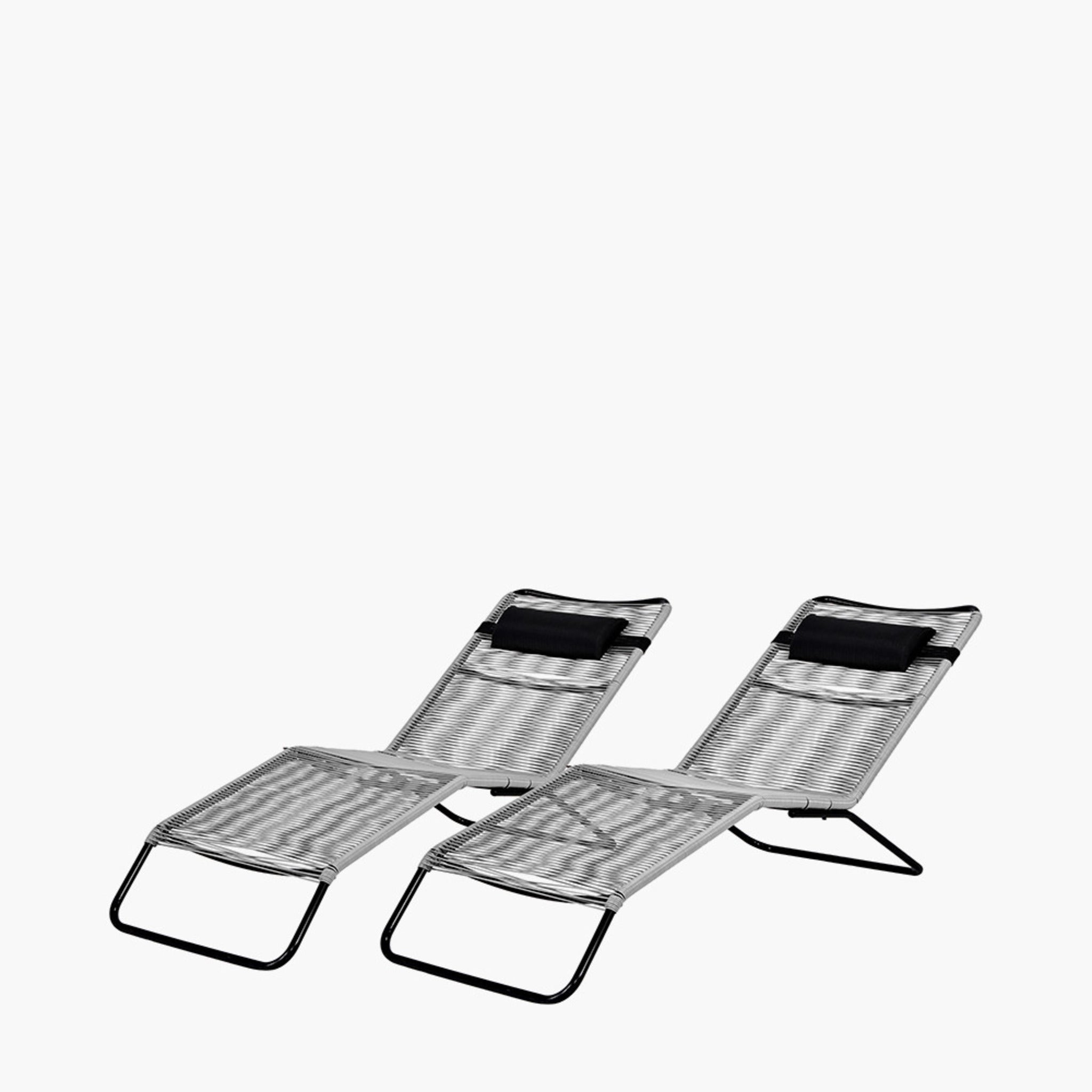 Grey PU Rio Set of 2 Sun Loungers