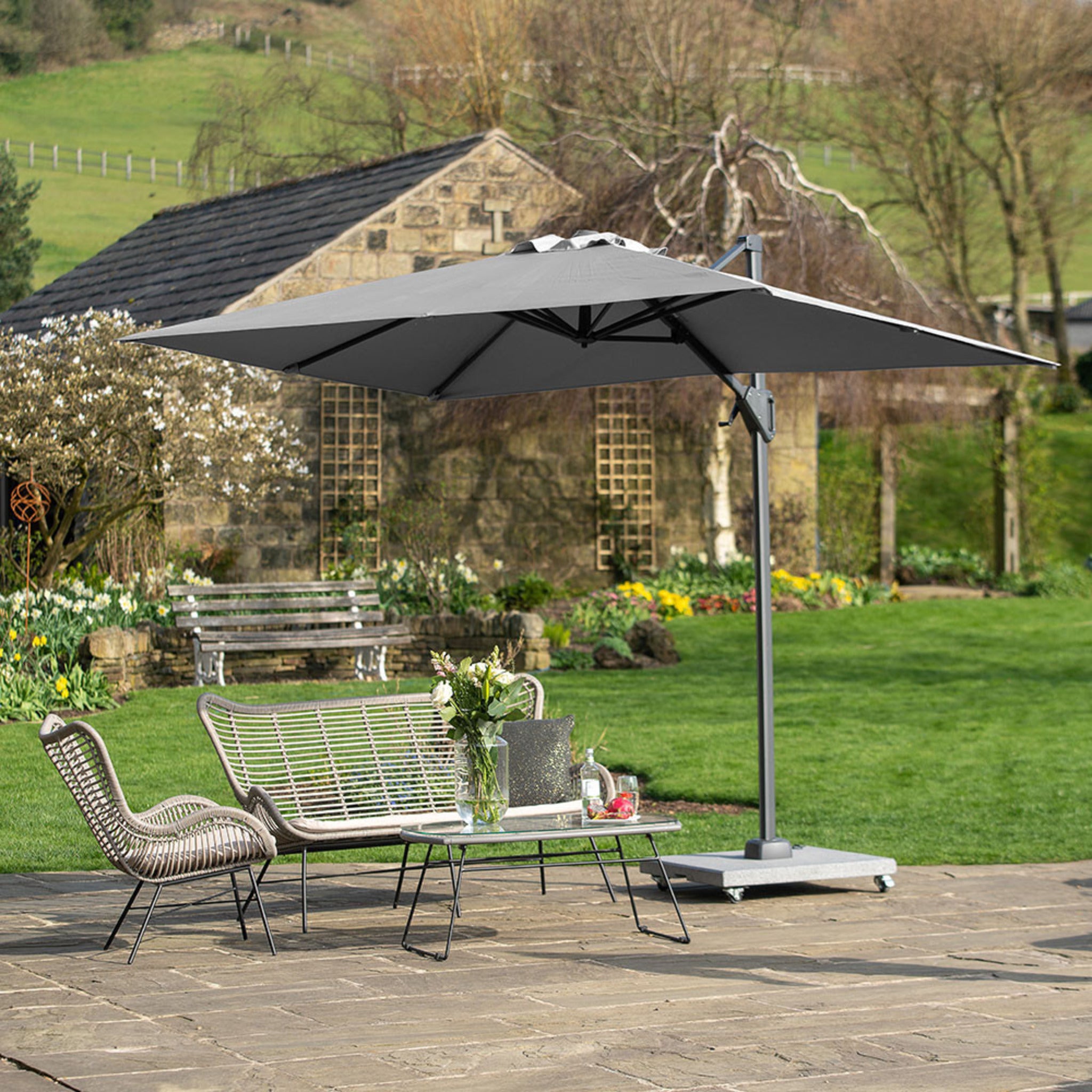 2m Oblong Luna Grey Parasol