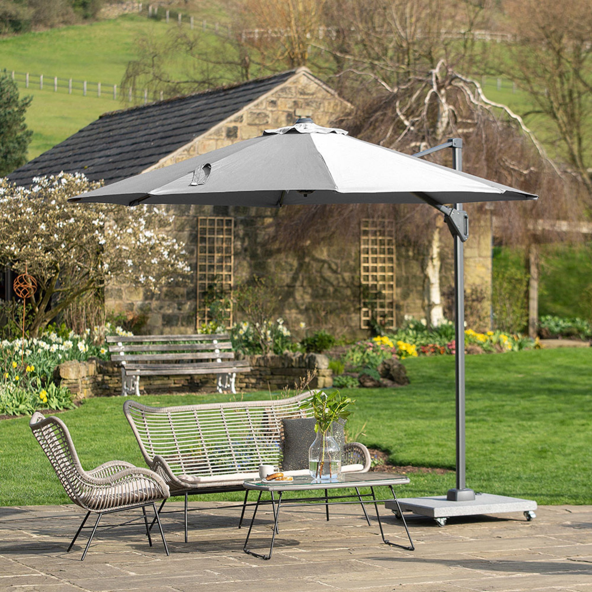 Voyager T1 3m Round Luna Grey Parasol