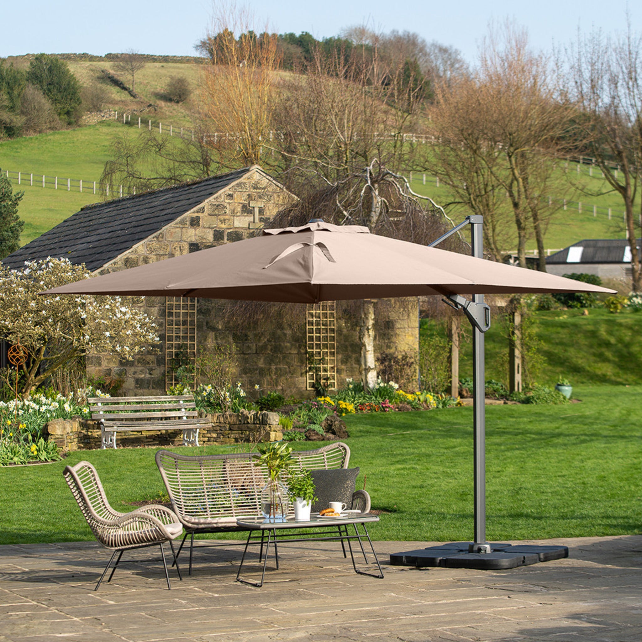 6m Oblong Taupe Parasol