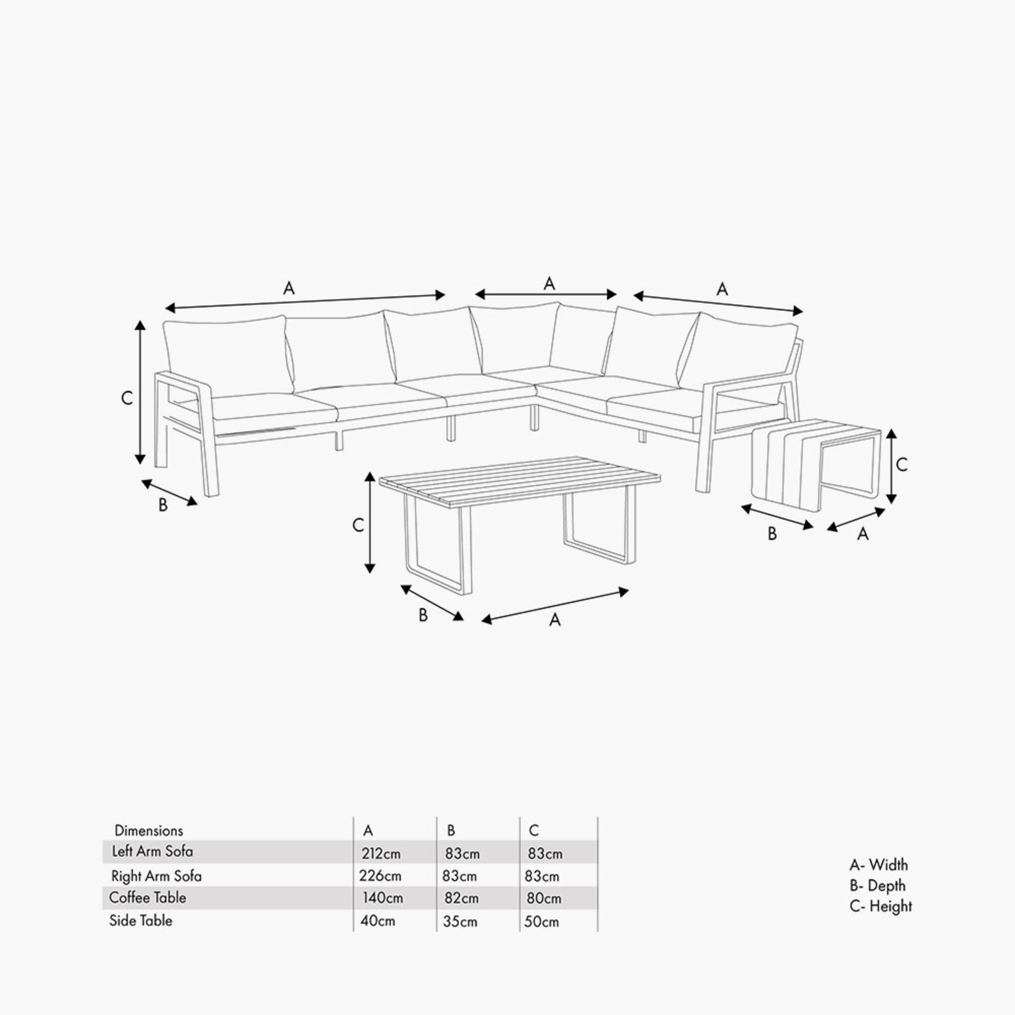 Stockholm Anthracite Corner Set