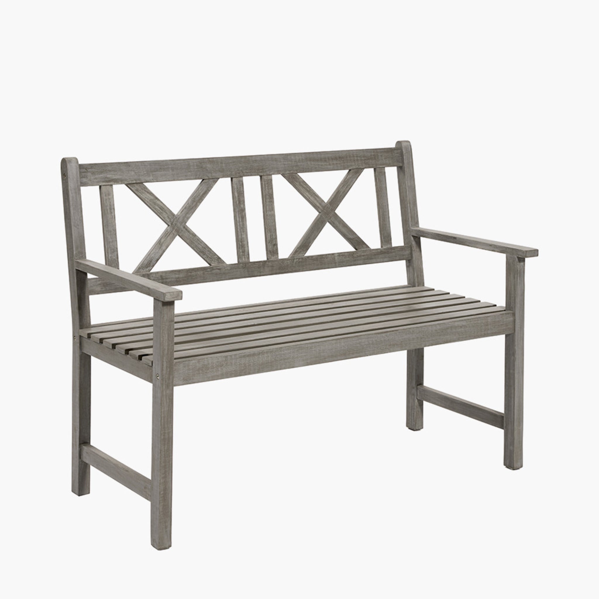 Cambridge Antique Grey 2 Seater Acacia Wood Bench