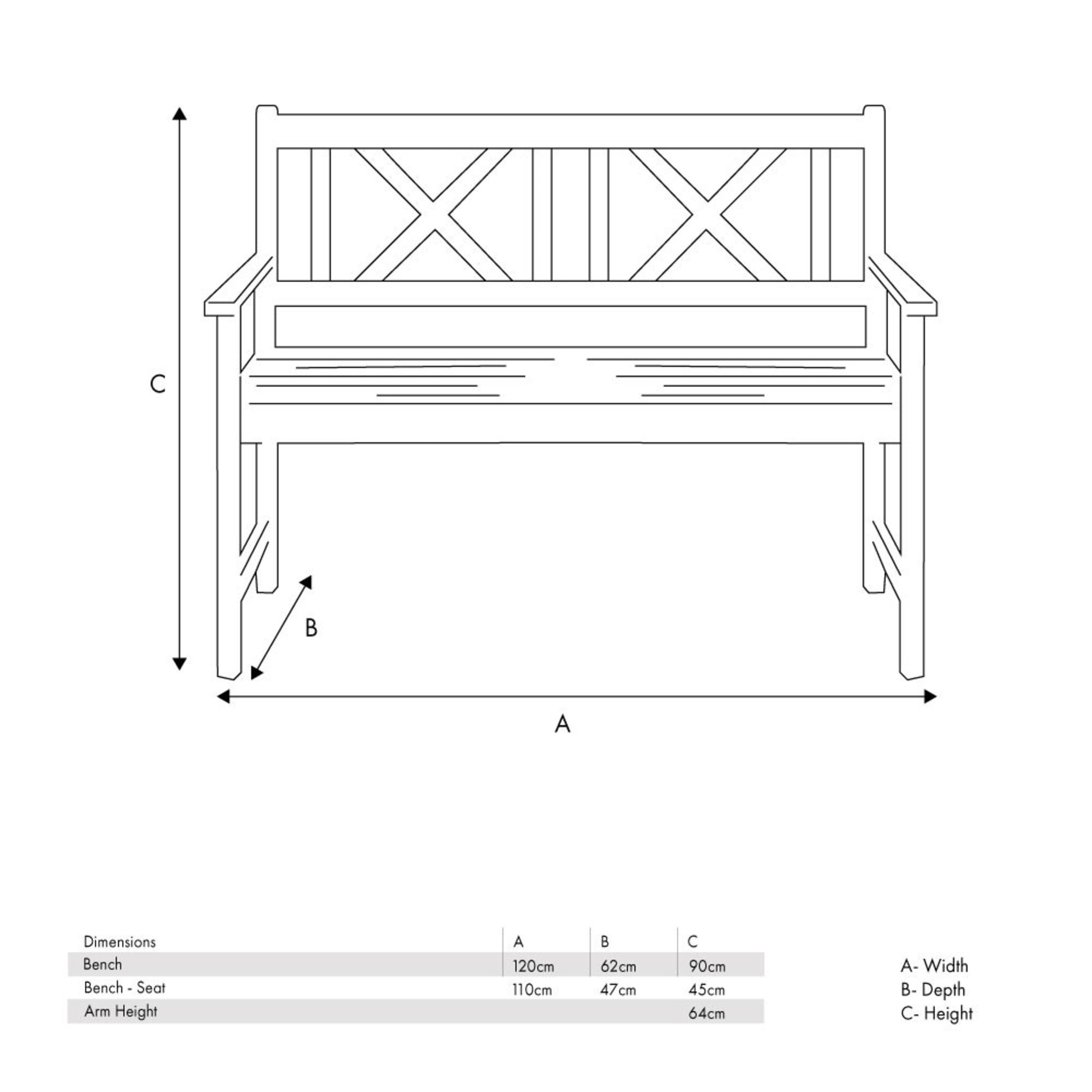 Cambridge Antique Grey 2 Seater Acacia Wood Bench