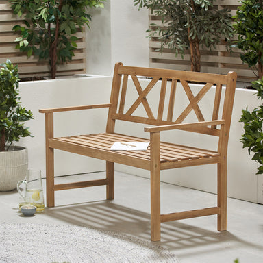 Cambridge Light Teak 2 Seater Acacia Wood Bench