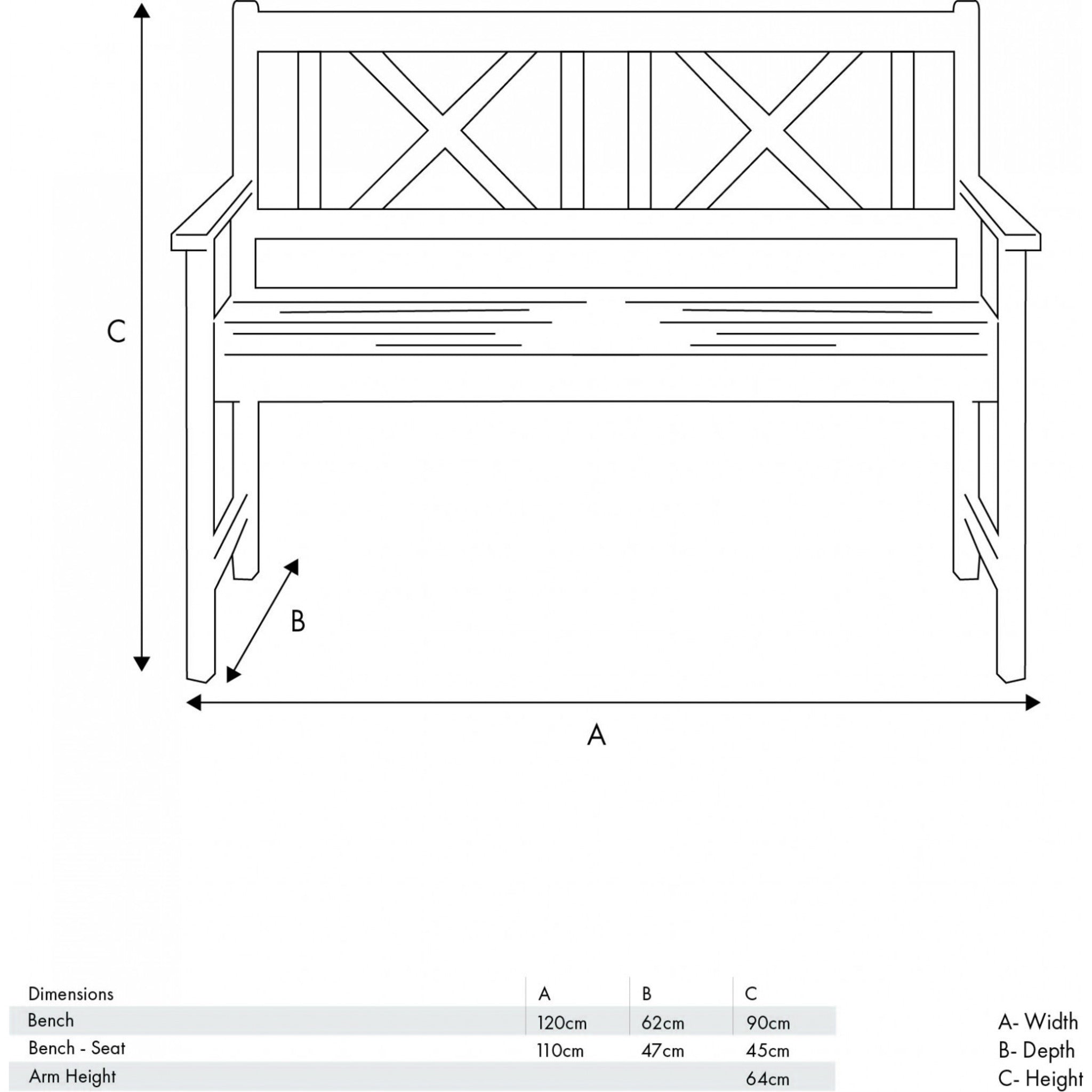 Cambridge Light Teak 2 Seater Acacia Wood Bench