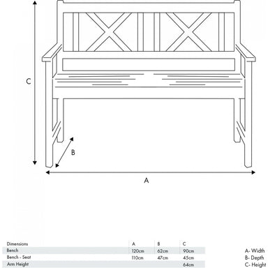 Cambridge Light Teak 2 Seater Acacia Wood Bench