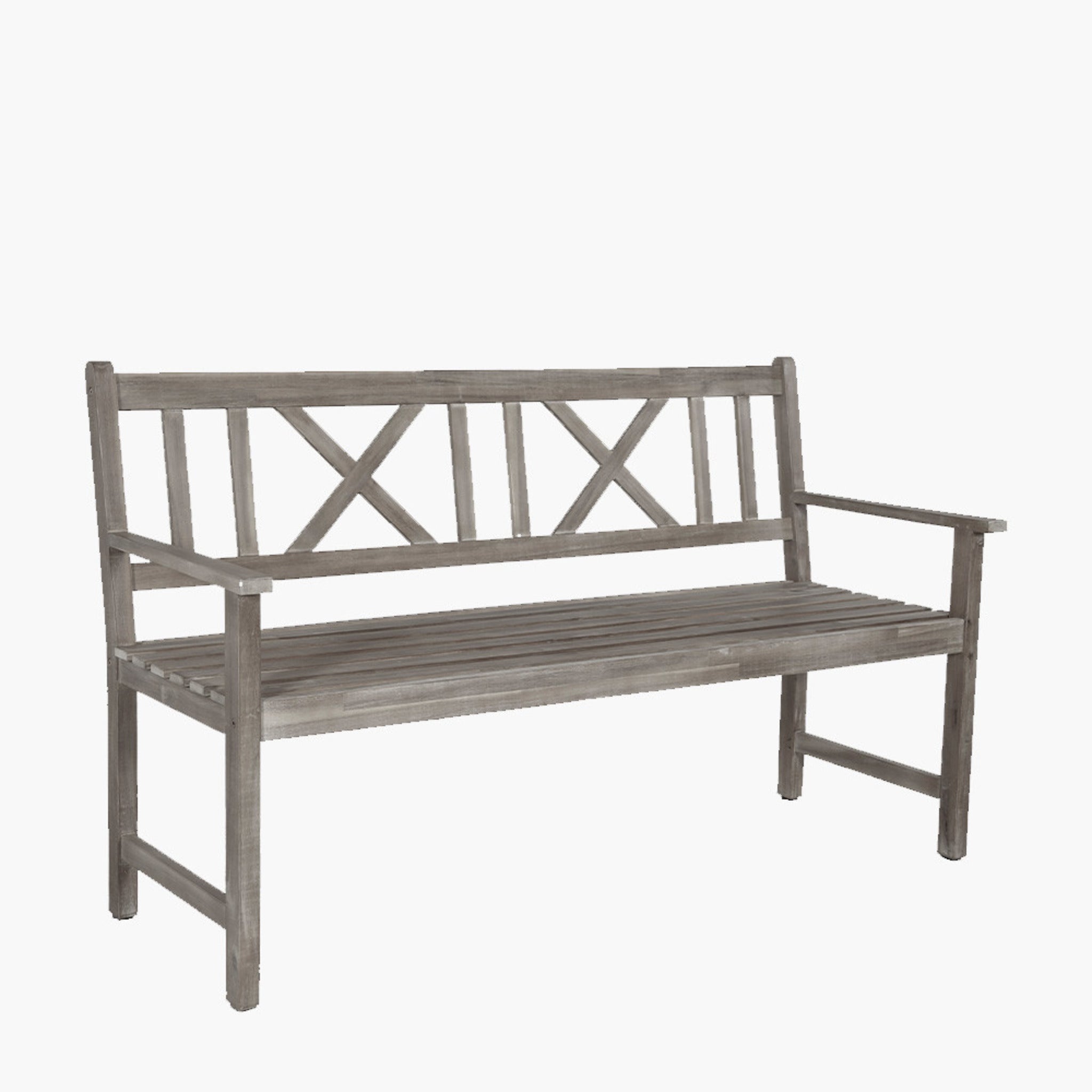 Cambridge Antique Grey 3 Seater Acacia Wood Bench