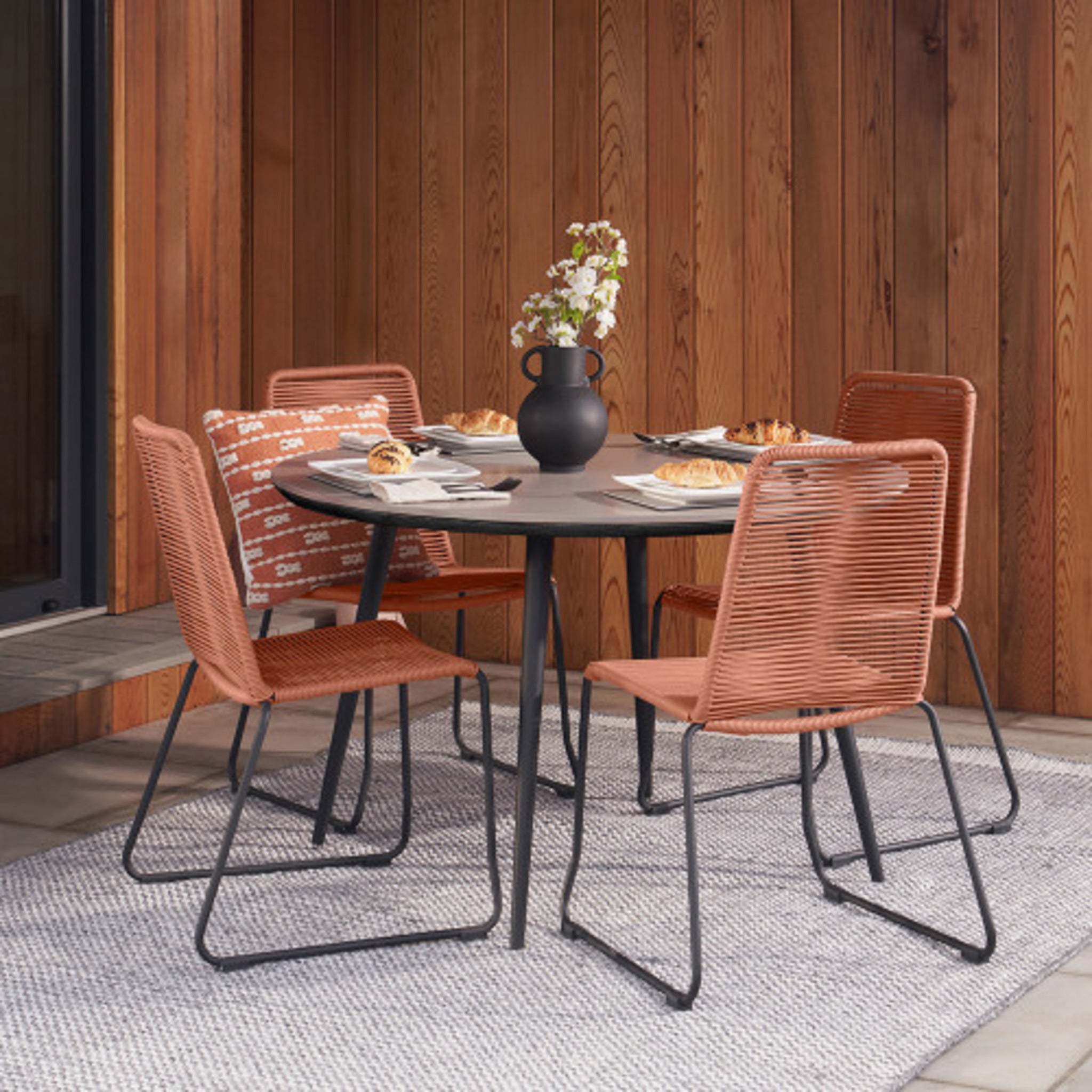 Pang 4 Seater Dining Set Terracotta