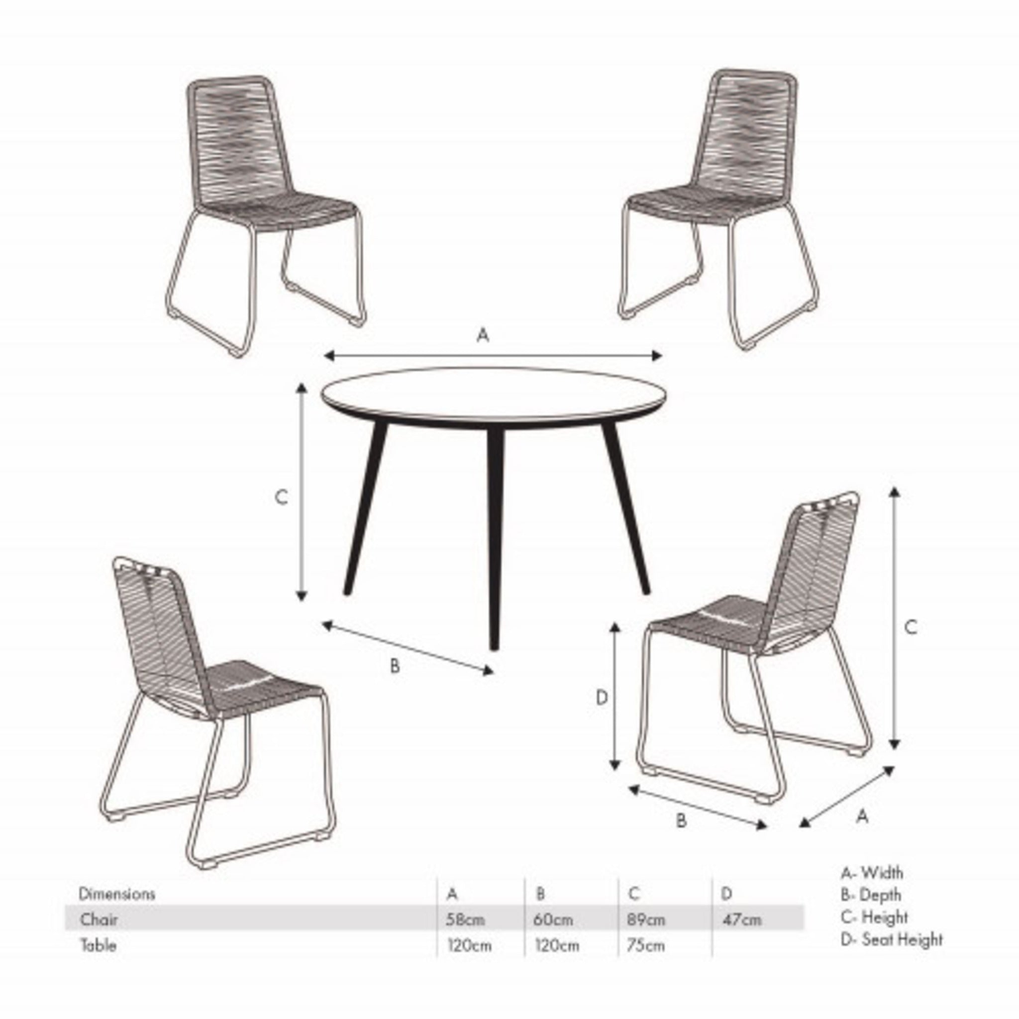 Pang 4 Seater Dining Set Terracotta