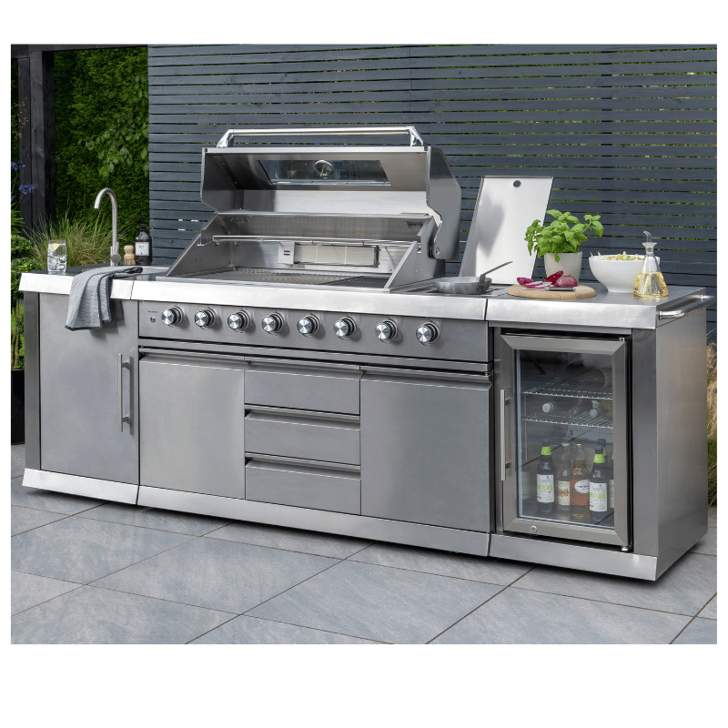 Norfolk Grills Outdoor Kitchen - 6 Burner with Fridge and Sink 