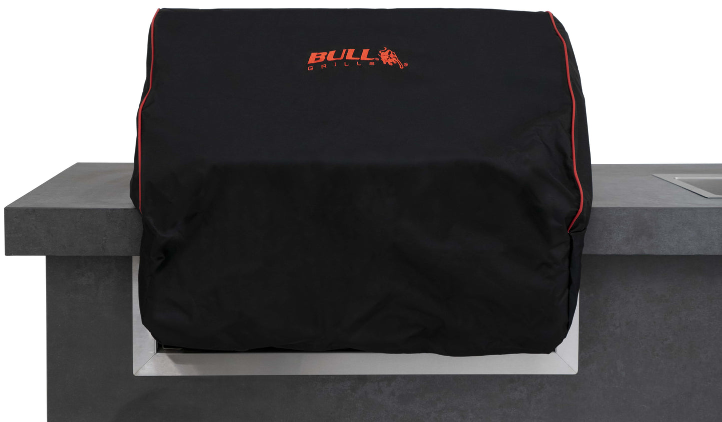 60cm Bull Steer Grill Premium Cover (Black With Red Piping)