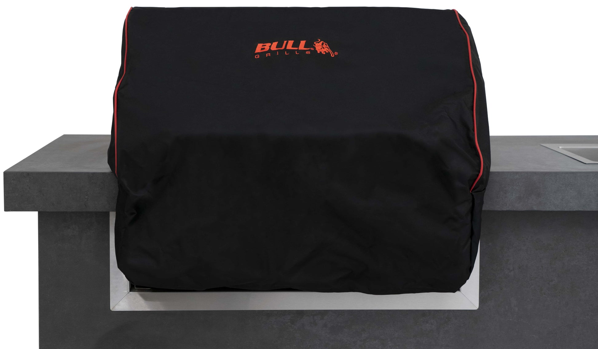 60cm Bull Steer Grill Premium Cover (Black With Red Piping)