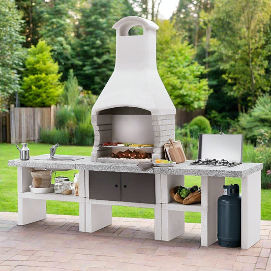 Palazzetti Marbella Outdoor BBQ Kitchen with twin Gas Hob and Sink in Peach or Anthracite