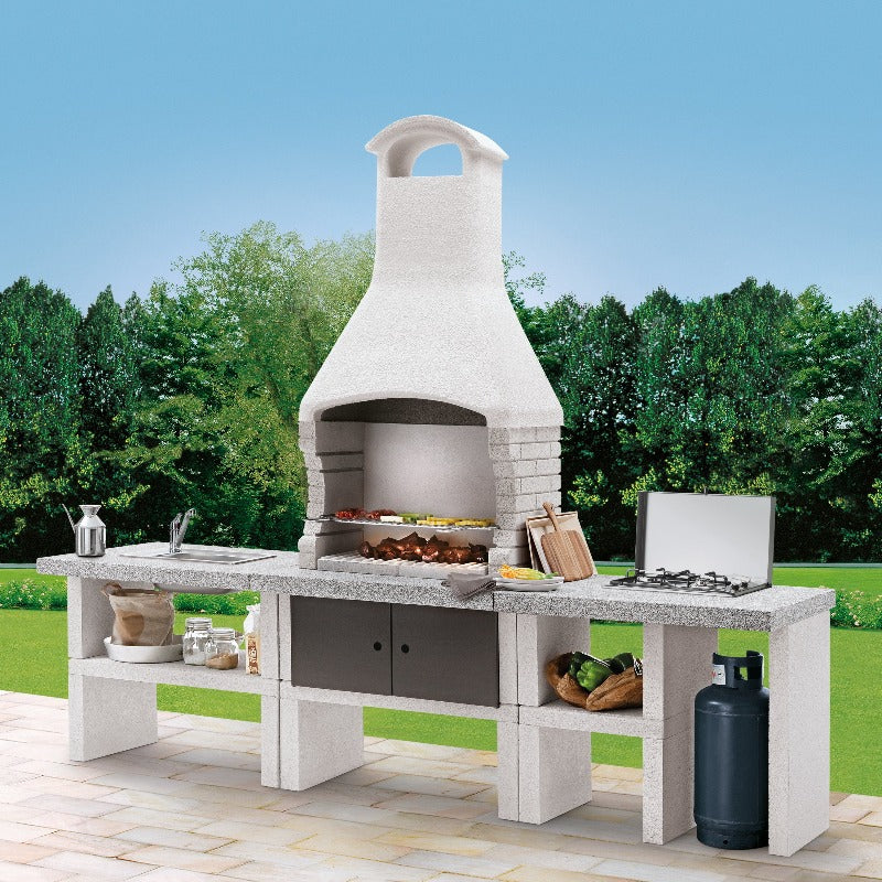 Palazzetti Marbella Outdoor BBQ Kitchen with twin Gas Hob and Sink in Peach or Anthracite