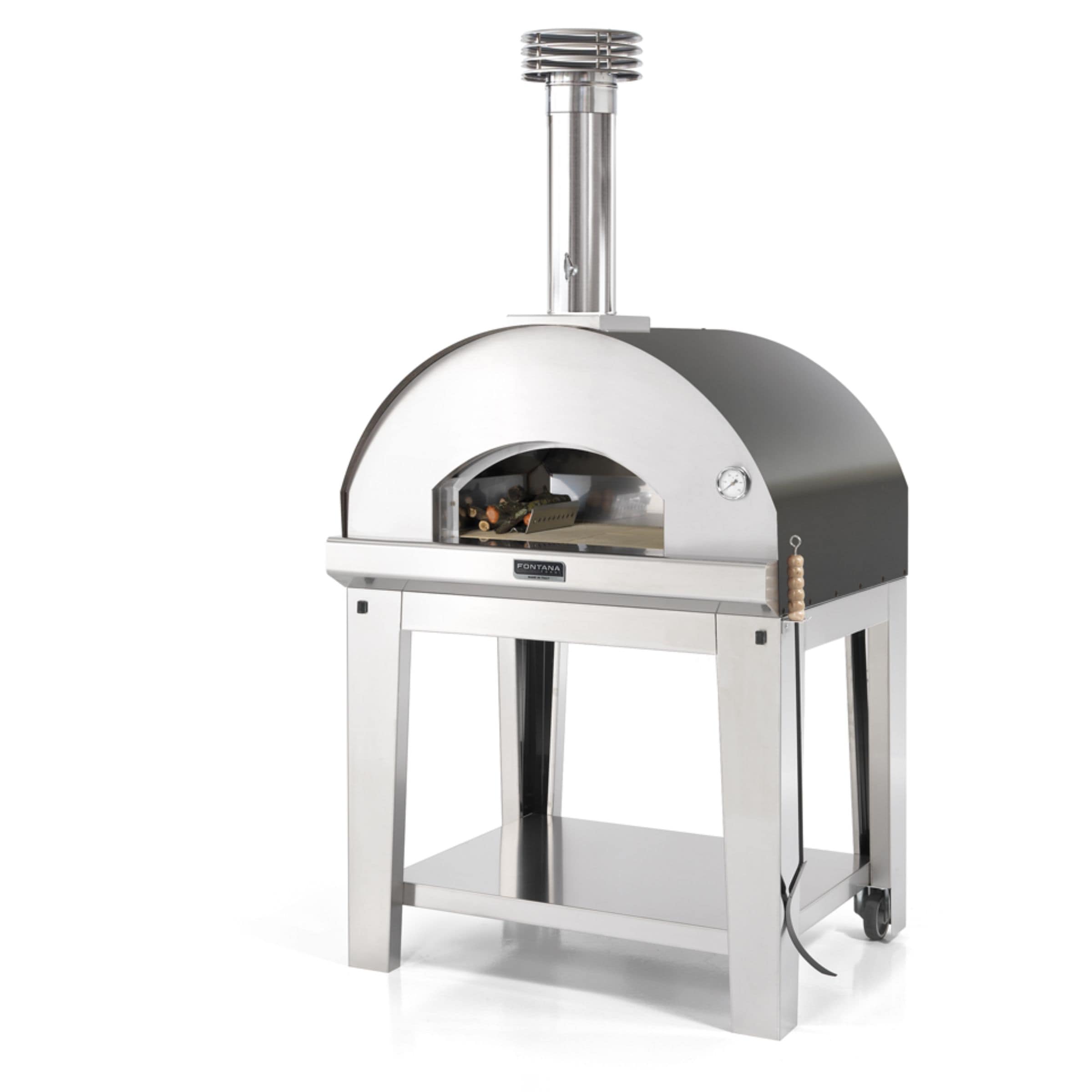 Fontana Mangiafuoco Anthracite Wood Pizza Oven Including Trolley