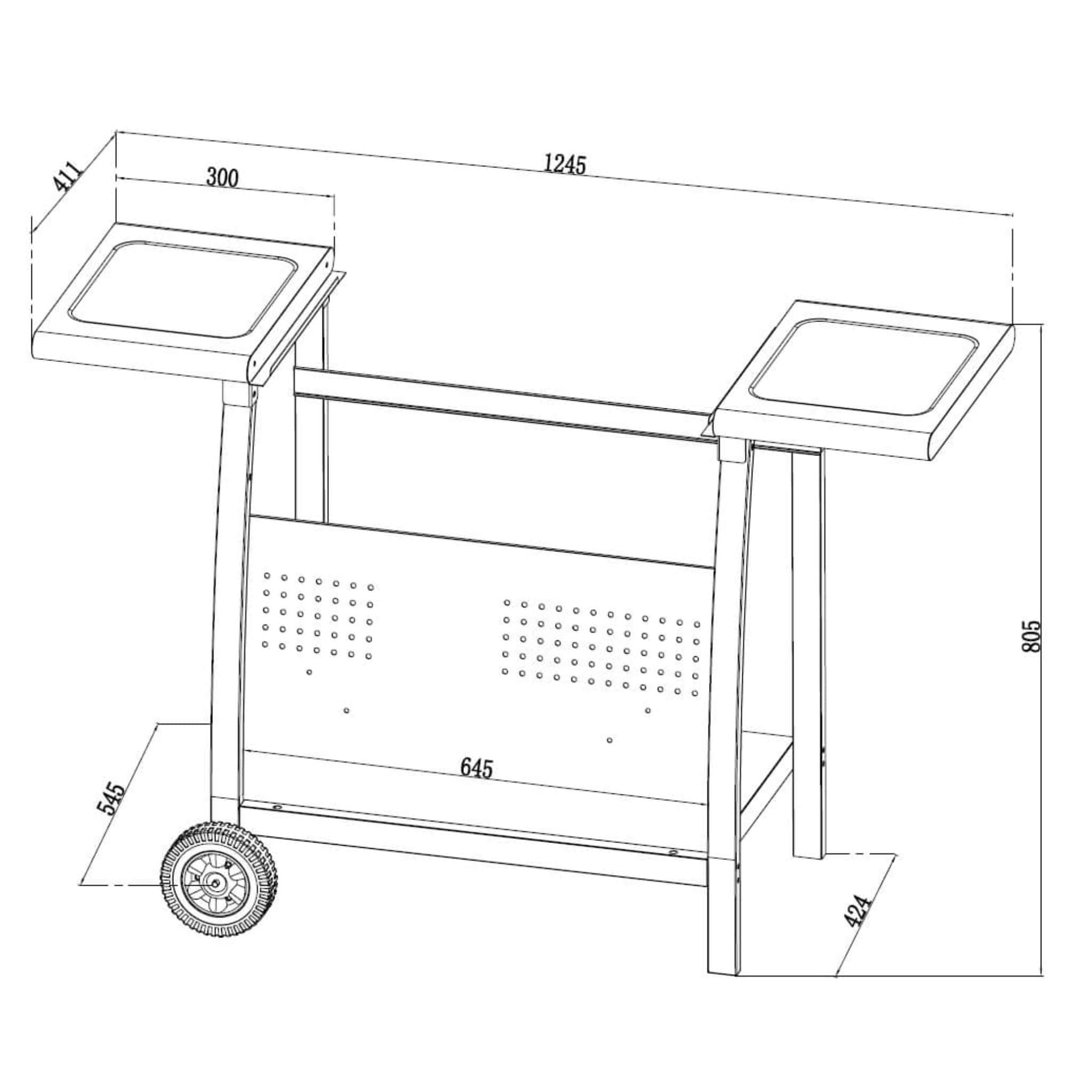 Gas BBQ 3 Burner Plancha in Stainless Steel with Stand and Side Tables