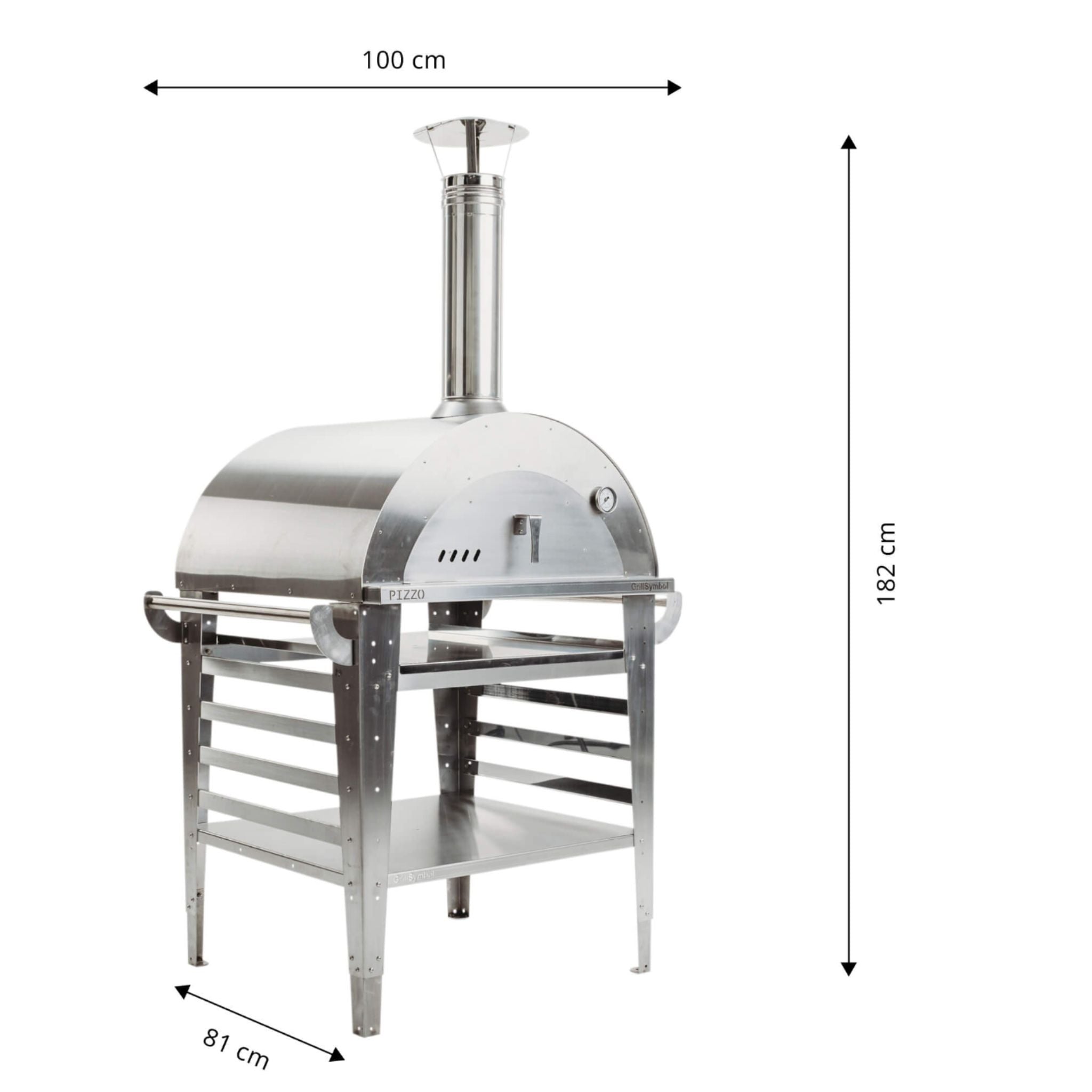 GrillSymbol Wood Fired Pizza Oven with Stand Pizzo-set-inox