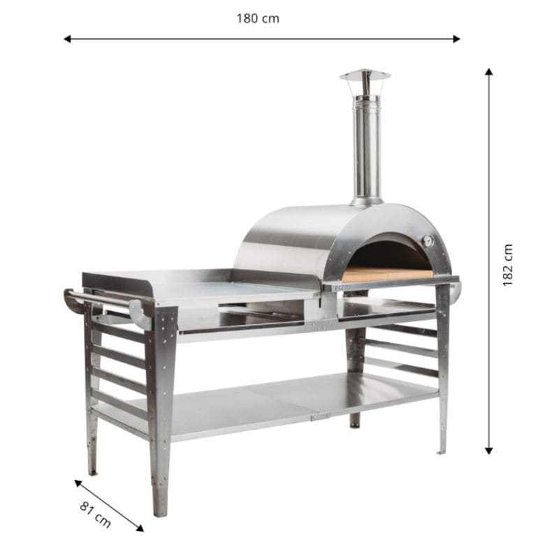 GrillSymbol Wood Fired Pizza Oven with Stand and Side Table Pizzo-XL-S