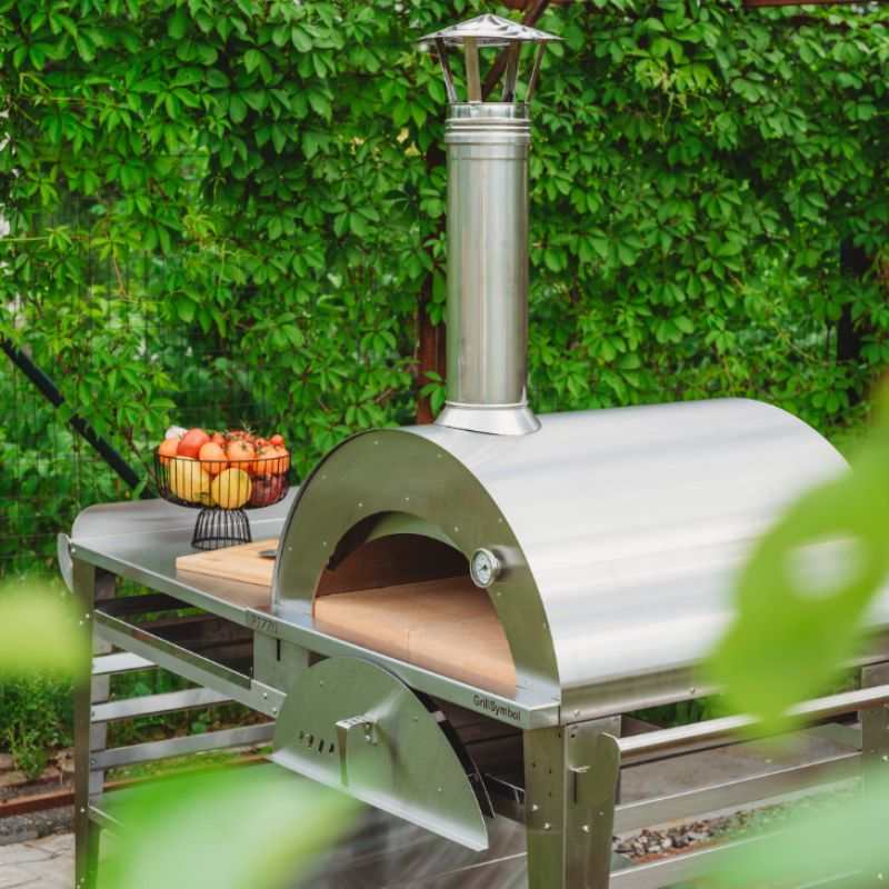 GrillSymbol Wood Fired Pizza Oven with Stand and Side Table Pizzo-XL-S