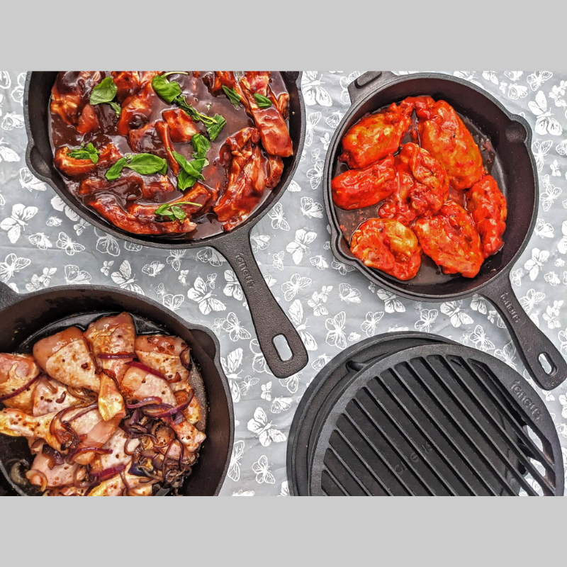 Igneus 3 Part Cast Iron Durable Pan Set