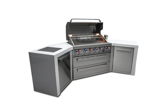 Mont Alpi 805 Deluxe Propane Gas Island Grill with Infrared Side Burner & Rotisserie Kit - Stainless Steel MAi805-D45