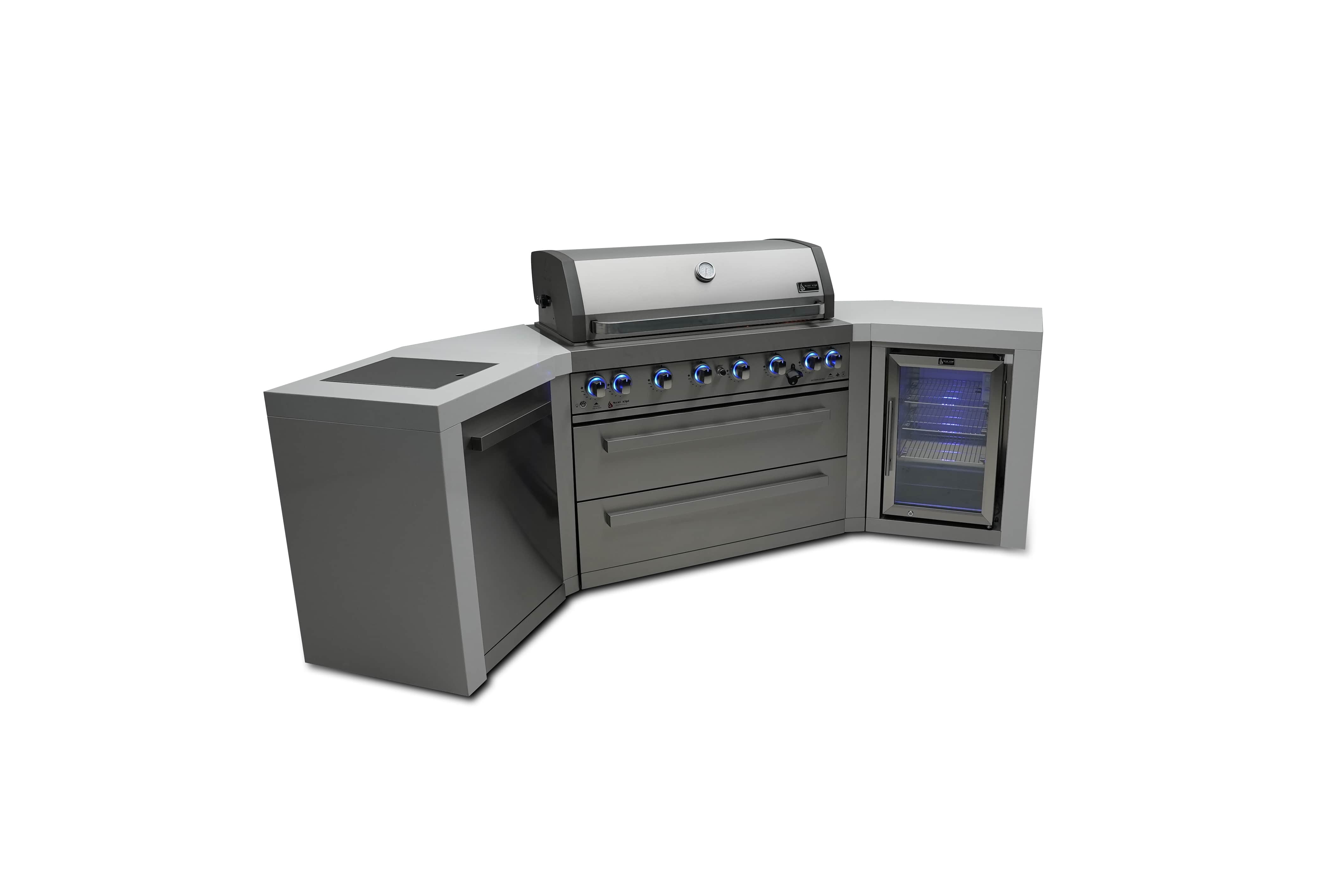 Mont Alpi 805 Deluxe Island Grill with Refrigerator Cabinet, Infrared 