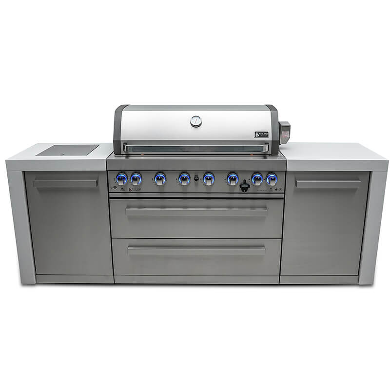Mont Alpi Deluxe Stainless Steel 6 Burner Island With Side Burner and Cover