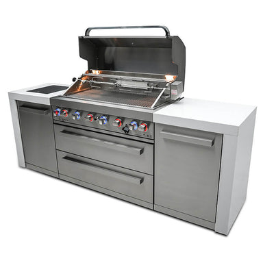 Mont Alpi Deluxe Stainless Steel 6 Burner Island With Side Burner and 