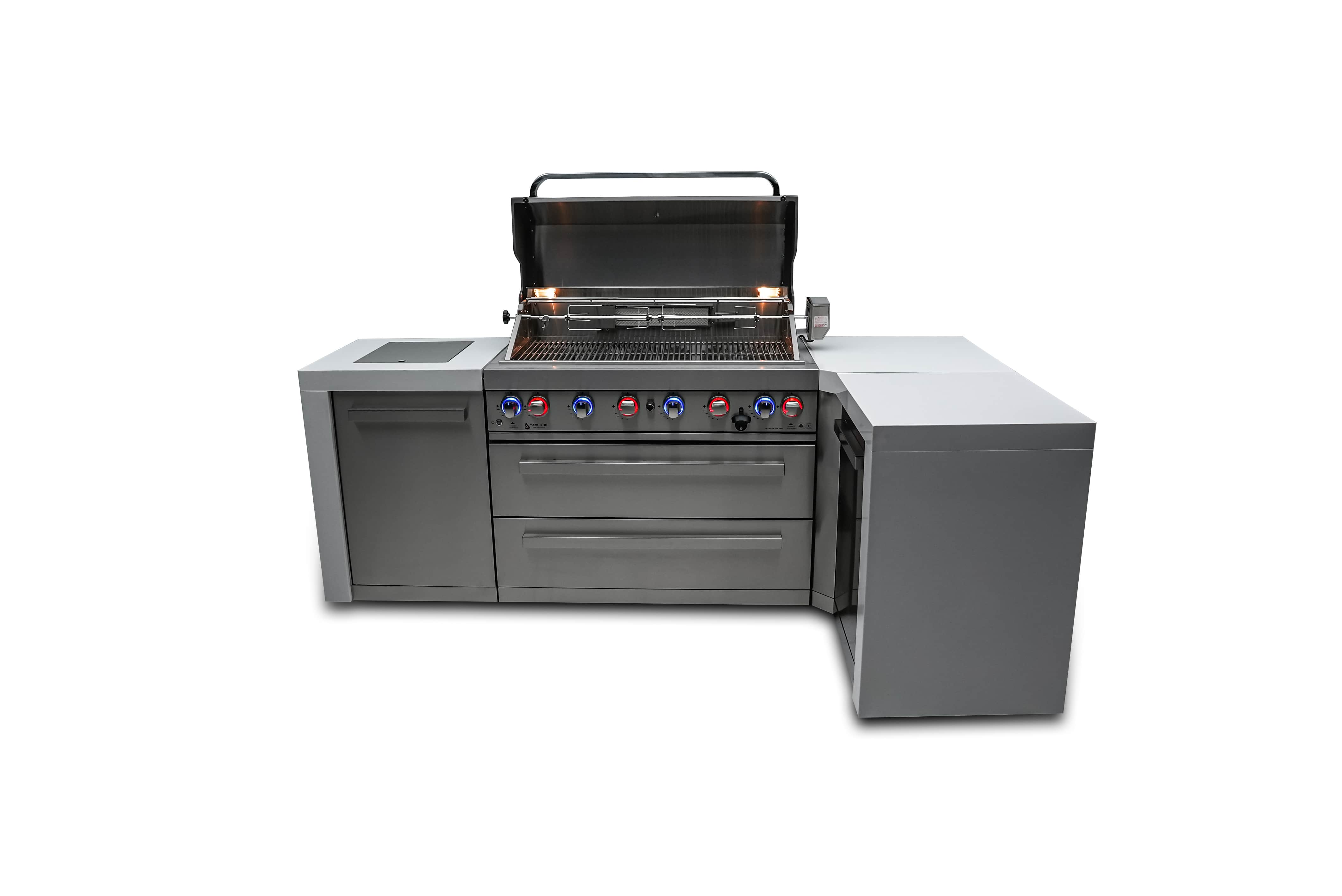 Mont Alpi 805 Deluxe Island Grill with Infrared Side Burner & Rotisser