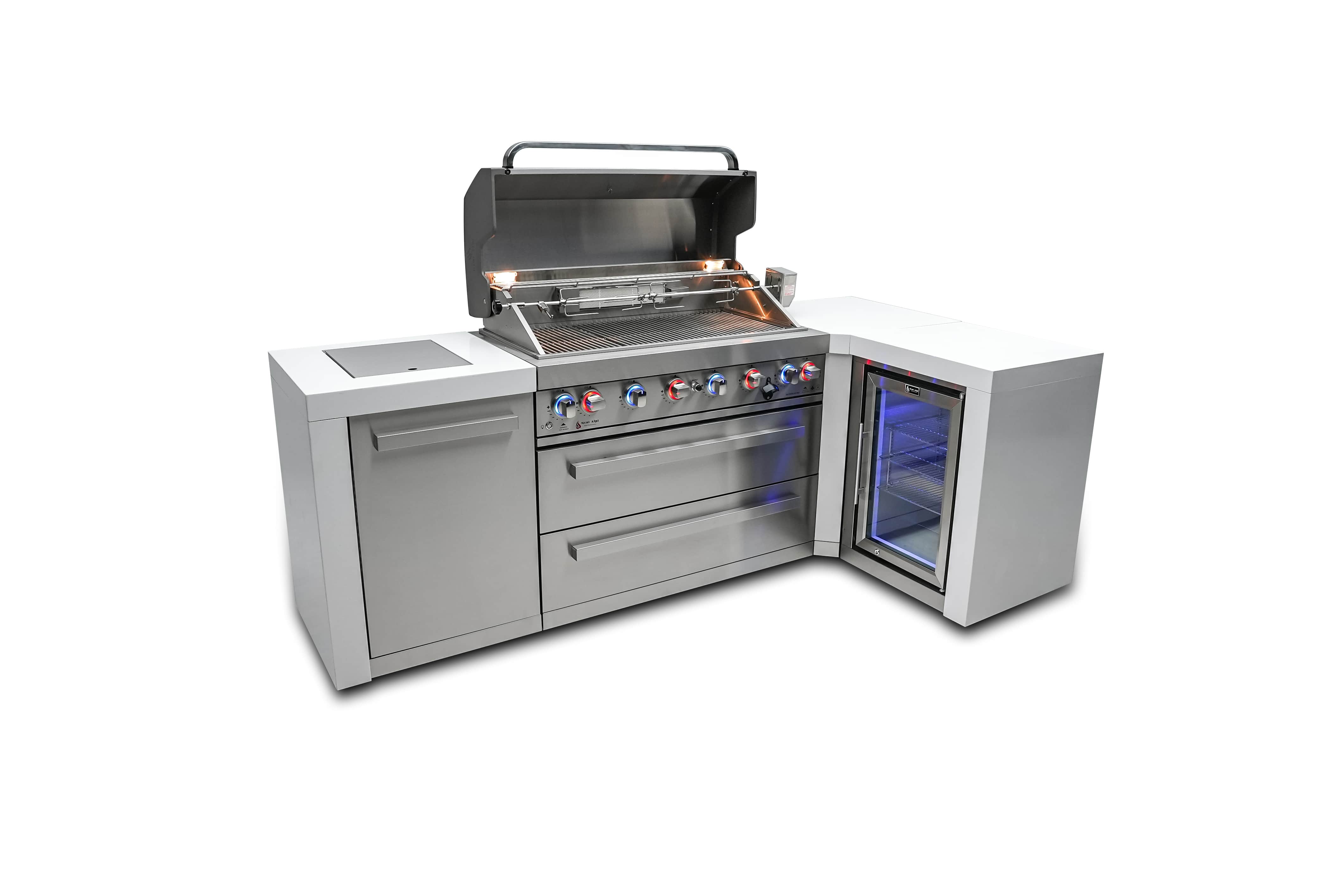 Mont Alpi 805 Deluxe Stainless Steel Island Grill with Fridge Cabinet,