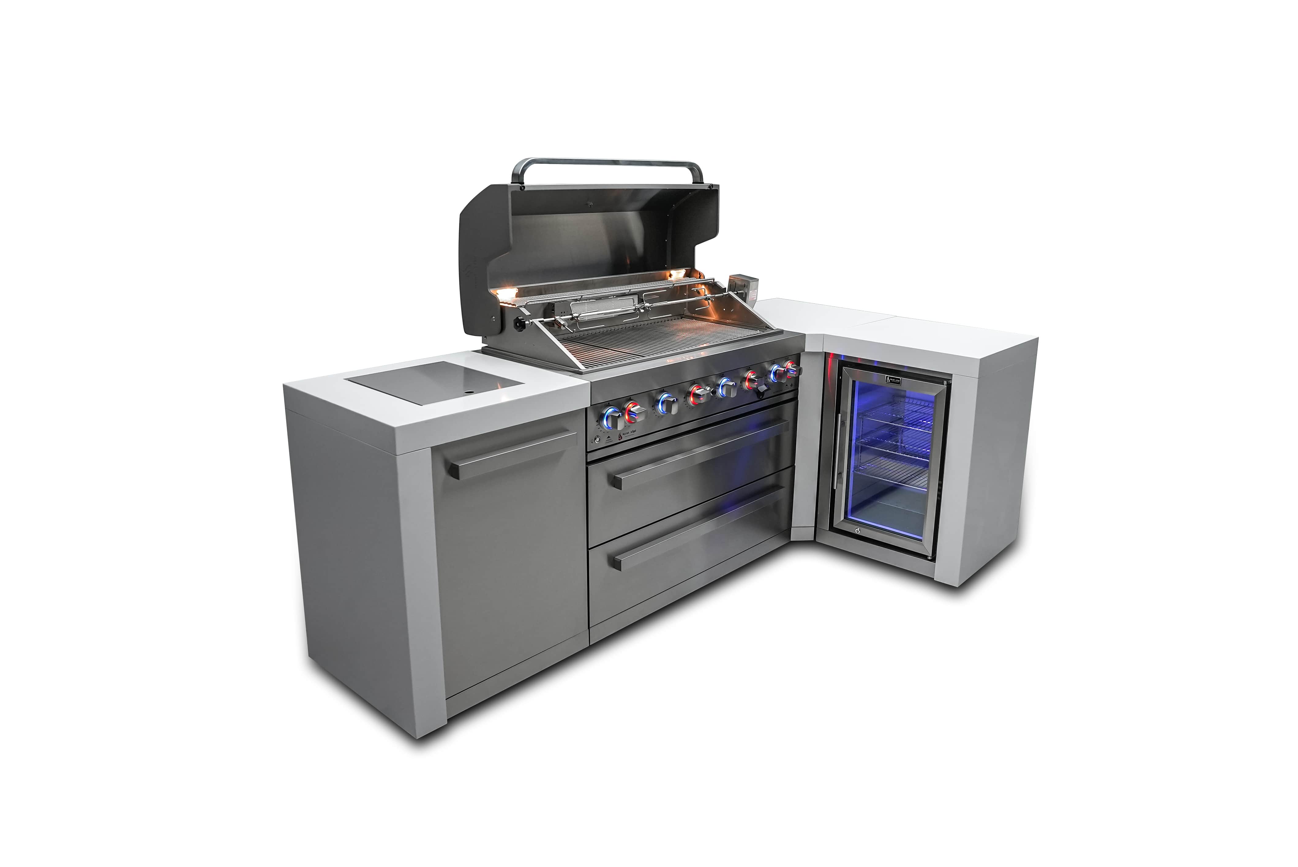 Mont Alpi 805 Deluxe Stainless Steel Island Grill with Fridge Cabinet,