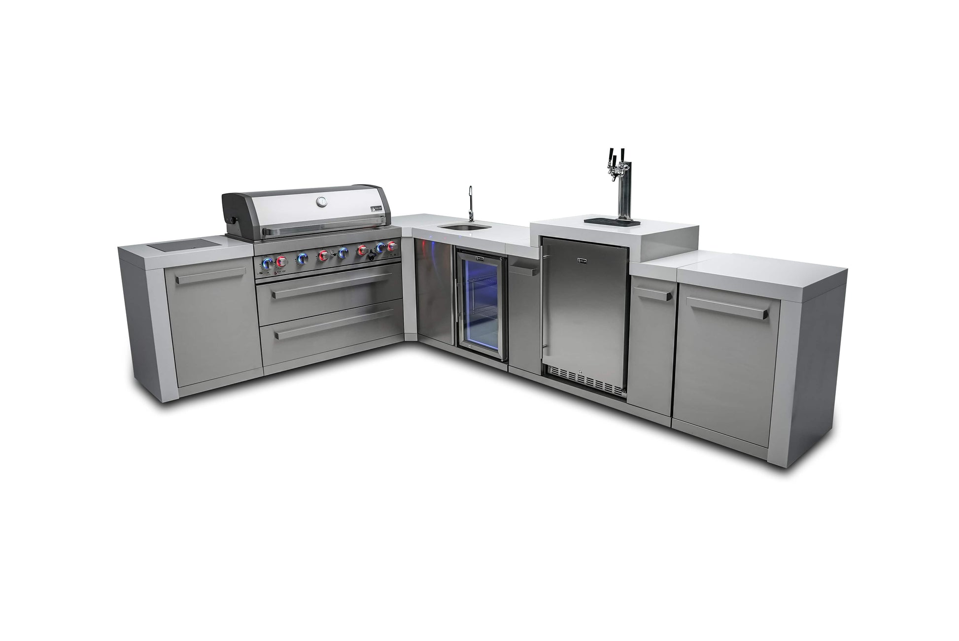 Mont Alpi Deluxe 90 Degree Island Grill with Kegerator and Beverage Centre - front view