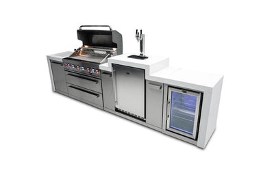 Mont Alpi Deluxe Island with 6-Burner Grill, Kegerator, Fridge Cabinet