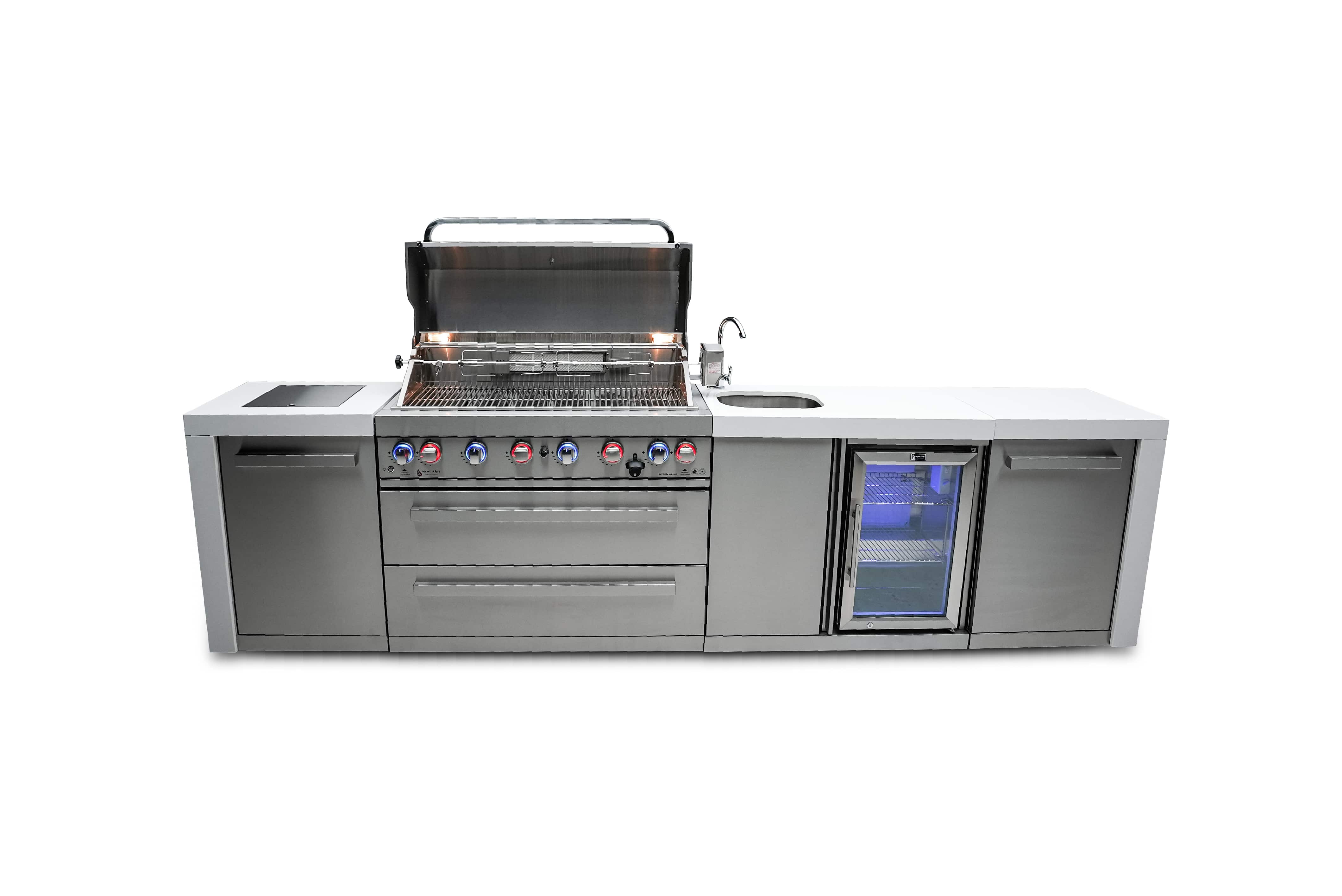 Mont Alpi Deluxe Island with Beverage Centre, 6-Burner Grill, 2 Infrar