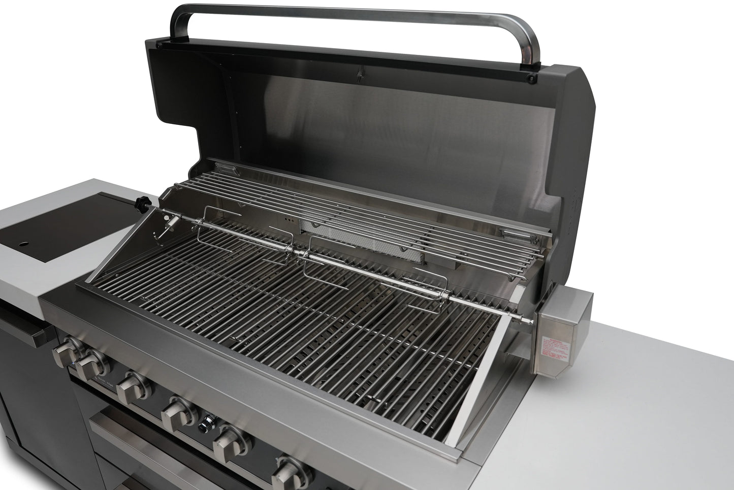 Mont Alpi 805 Black Stainless Steel BBQ Grill Island with 45-Degree Angled Corners