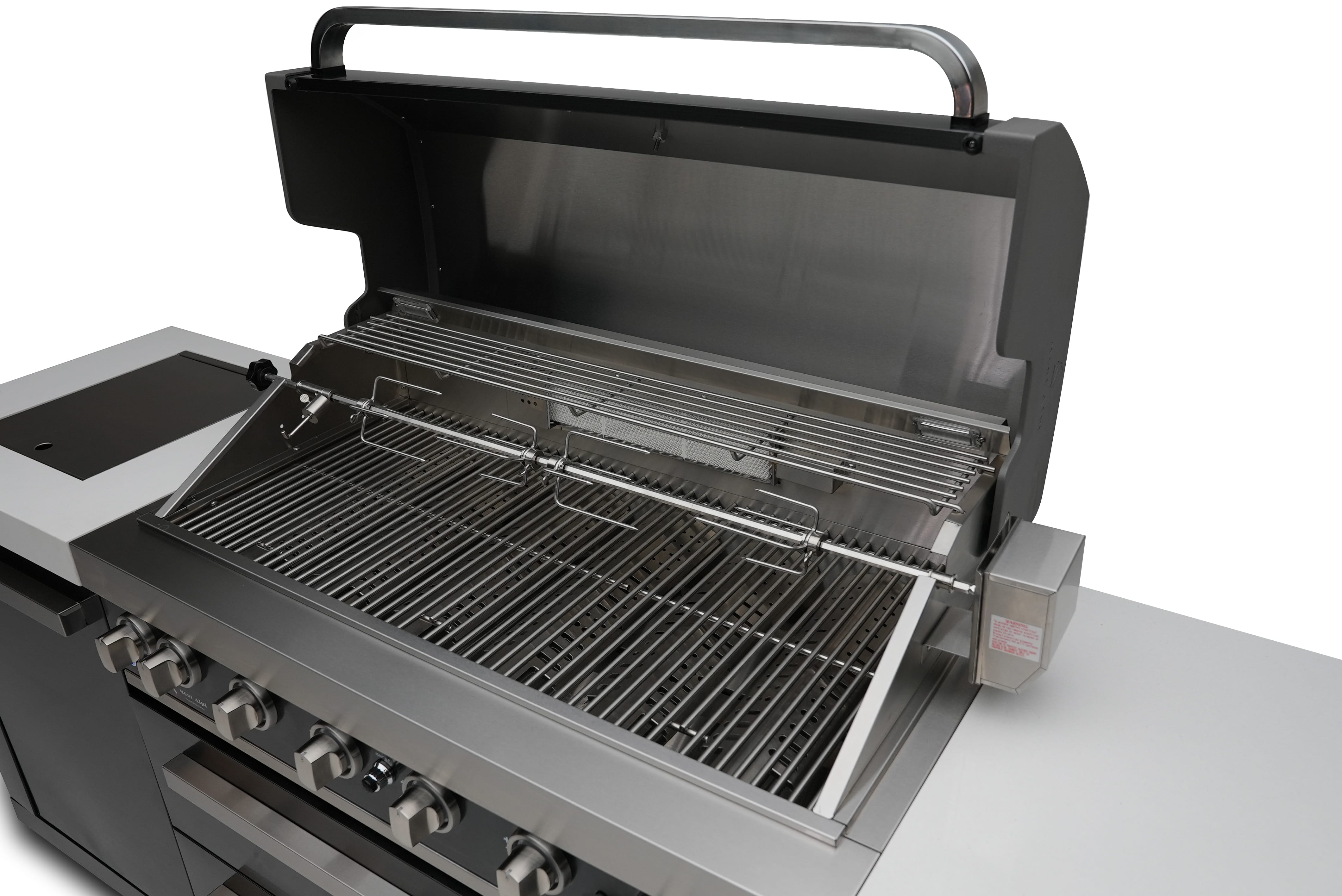 Mont Alpi 805 Black Stainless Steel BBQ Grill Island with 45-Degree An