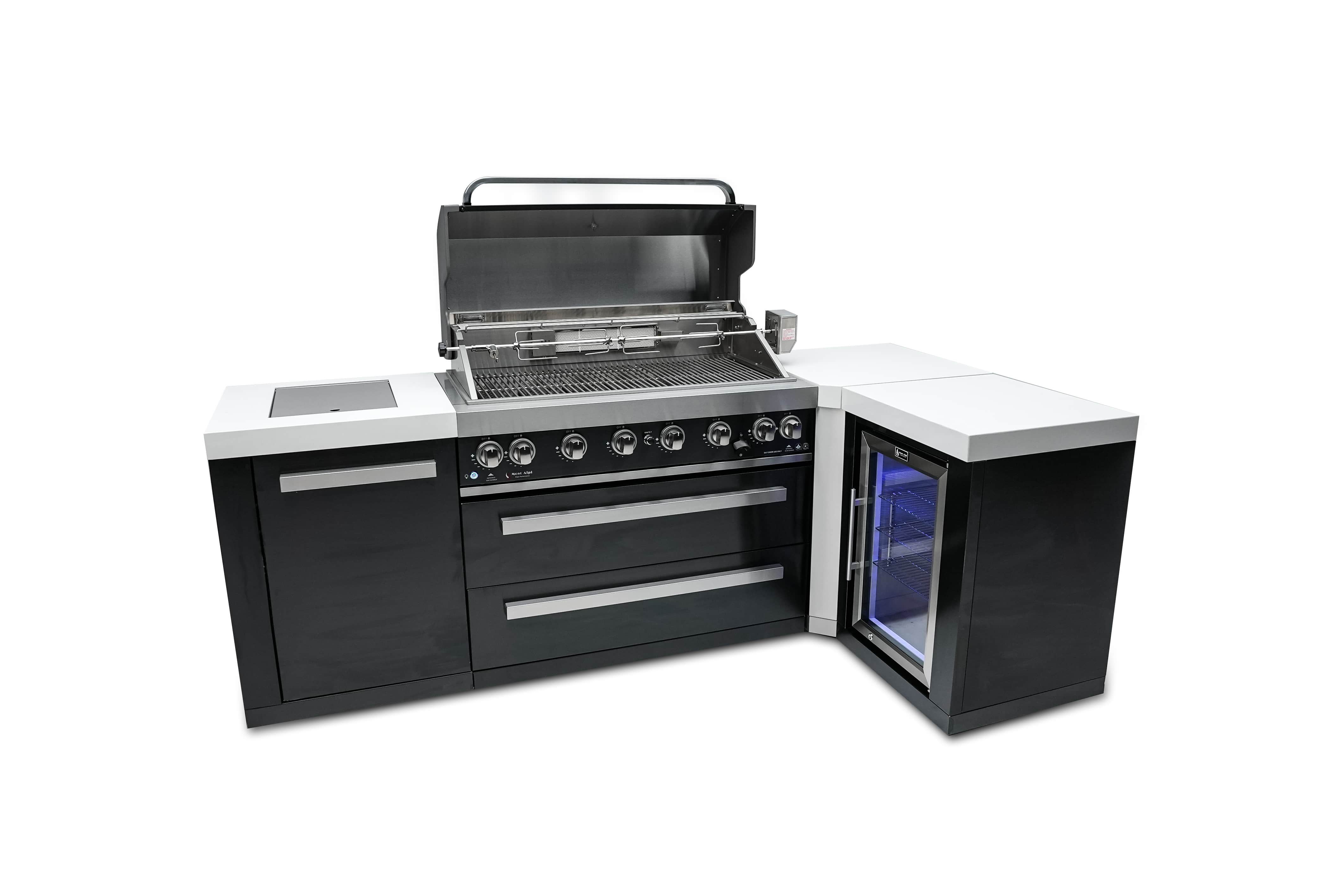 Mont Alpi 805 Deluxe Propane Gas Island Grill - Black Stainless Steel 