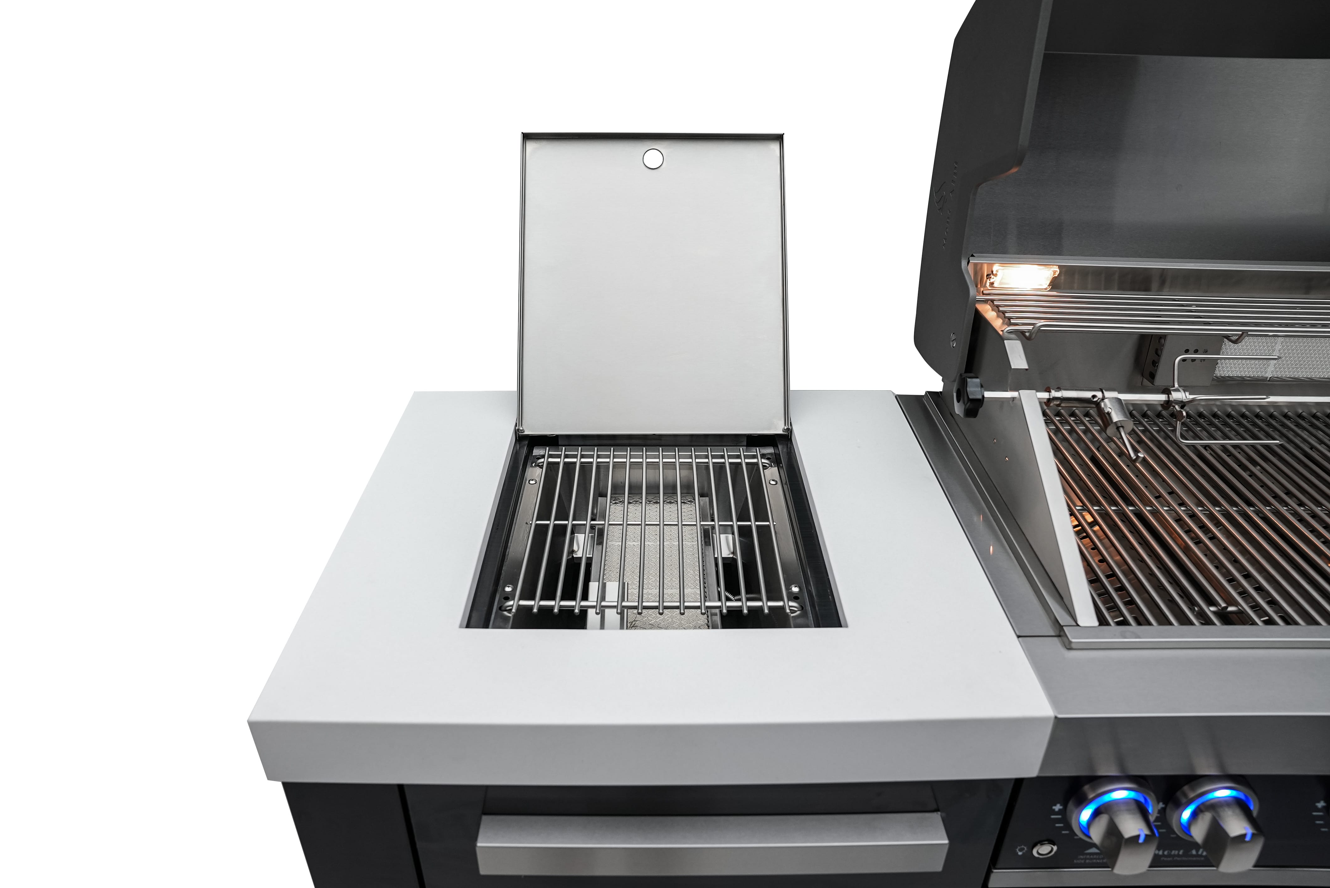 Mont Alpi 805 Deluxe Propane Gas Island Grill - Black Stainless Steel 