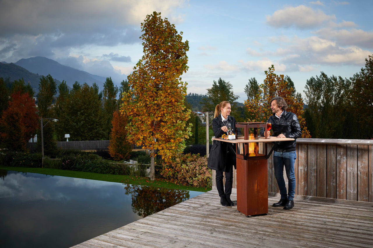 Qube Corten Steel Pellet Patio Heater