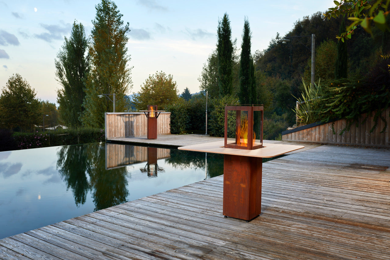 Qube Corten Steel Pellet Patio Heater