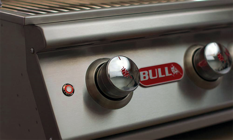 Bull 7 Burner BBQ Grill Cart With Lights & Rotisserie